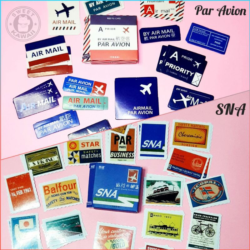 Jual Stickers Set Air Mail Travel Stamp Collection | Shopee Indonesia