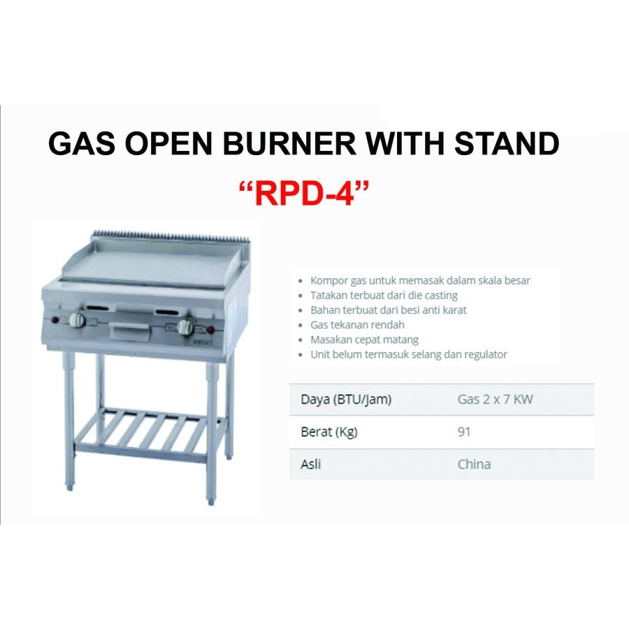 Jual Getra RPD 4 Gas Stand Flat Griddle With Shelf | Shopee Indonesia