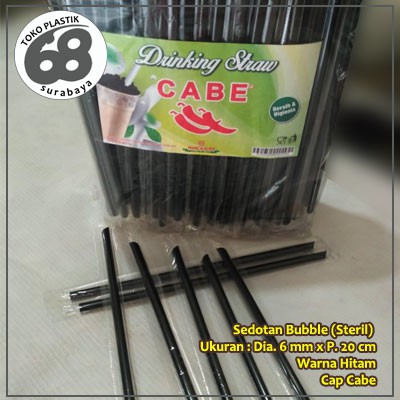 Sedotan Bubble / Boba STERIL Dia. 6 mm Warna Hitam