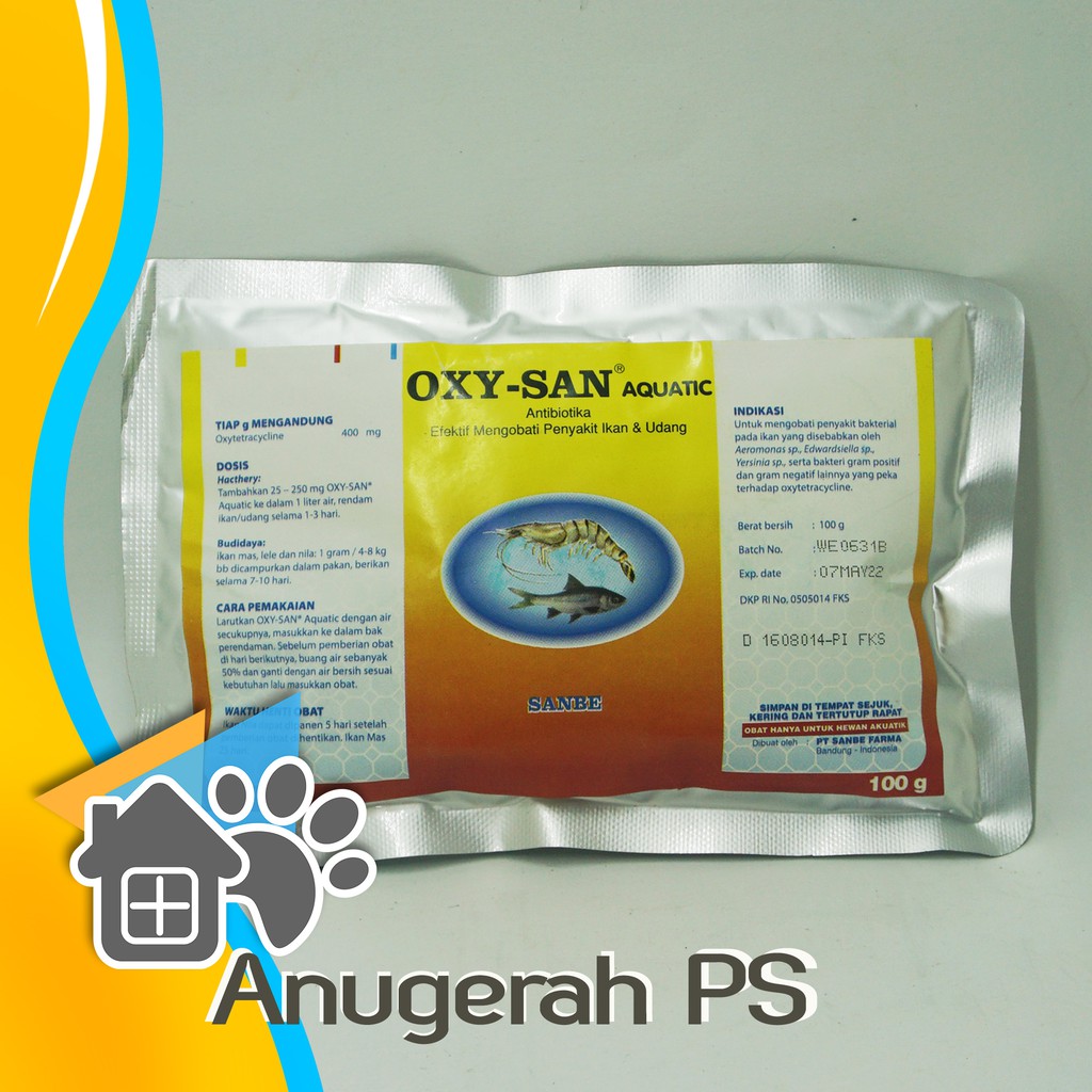 Jual Antibiotik Ikan Oxytetracyclin Otc Oxysan Sanbe 100 Gram Shopee