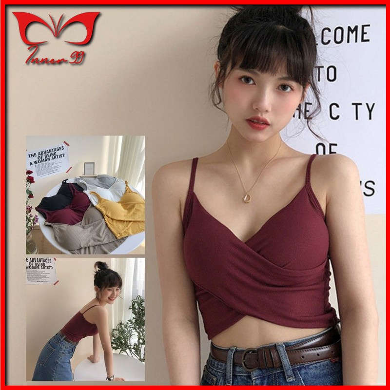 Jual Inner99 Tanktop Kamisol Fashion Wanita Crop Top Model Silang Sexy ...