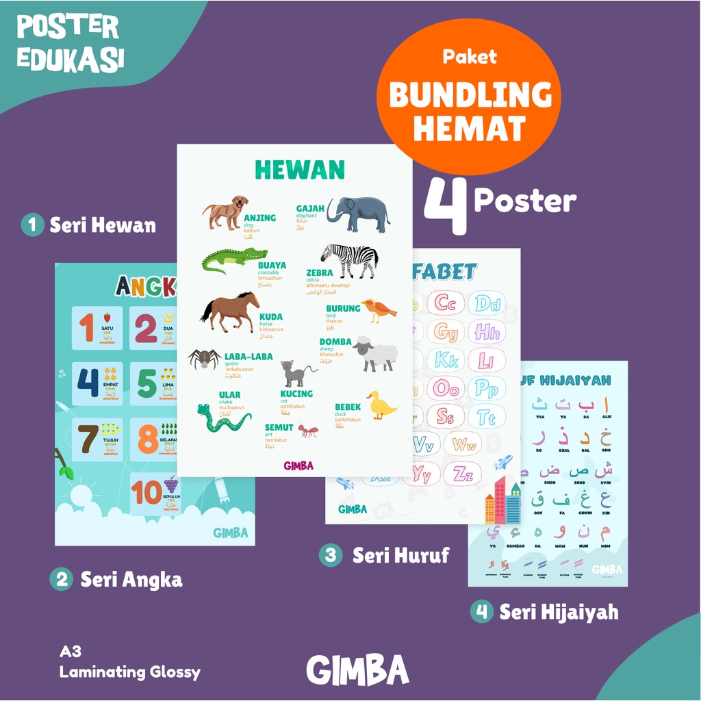 Jual Paket Bundling Poster Edukasi Anak TK Paud SD - Poster Belajar ...