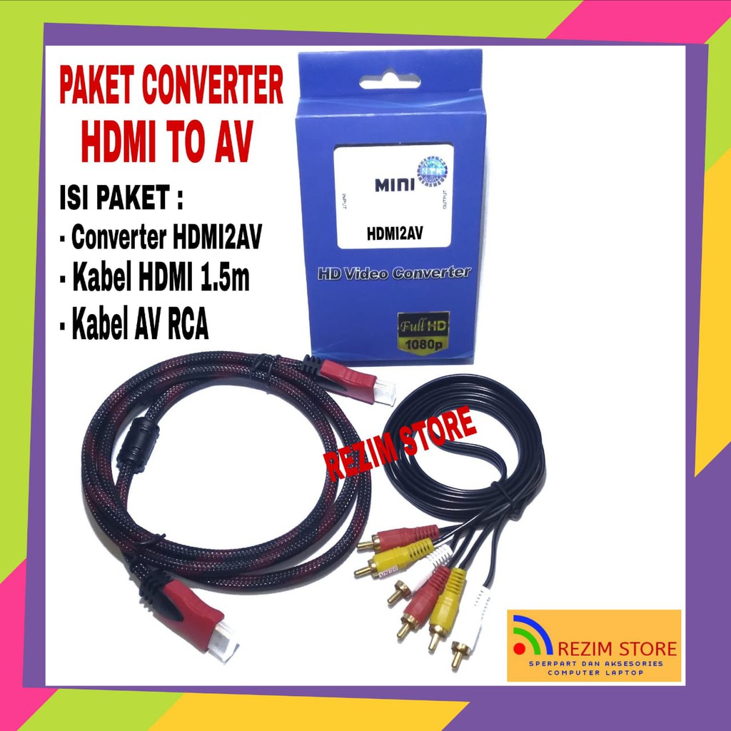 Jual Converter HDMI To RCA AV/CVBS Adapter HD 1080P Mini HDMI2AV