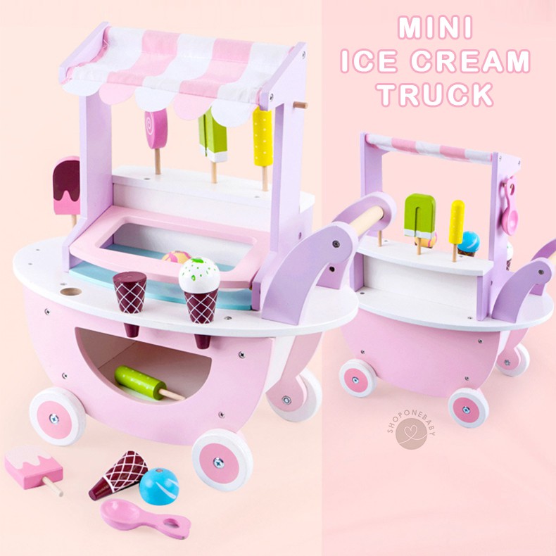 Jual INSTAN Mini Ice Cream Truck Children Kids Wooden Toy Mainan