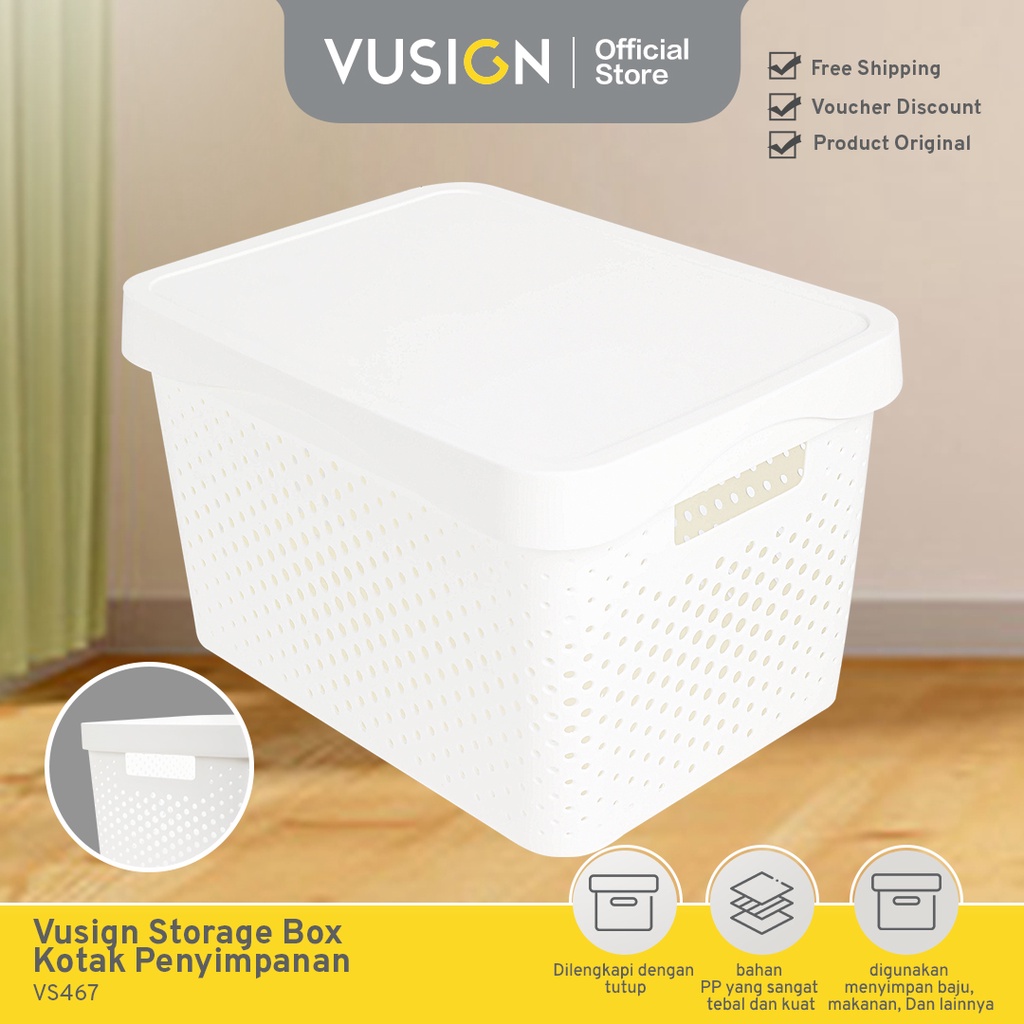 Jual Vusign Storage Box Kotak Penyimpanan Organizer Plastik Bahan Pp Tebal Anti Lembab Vs46x 4279