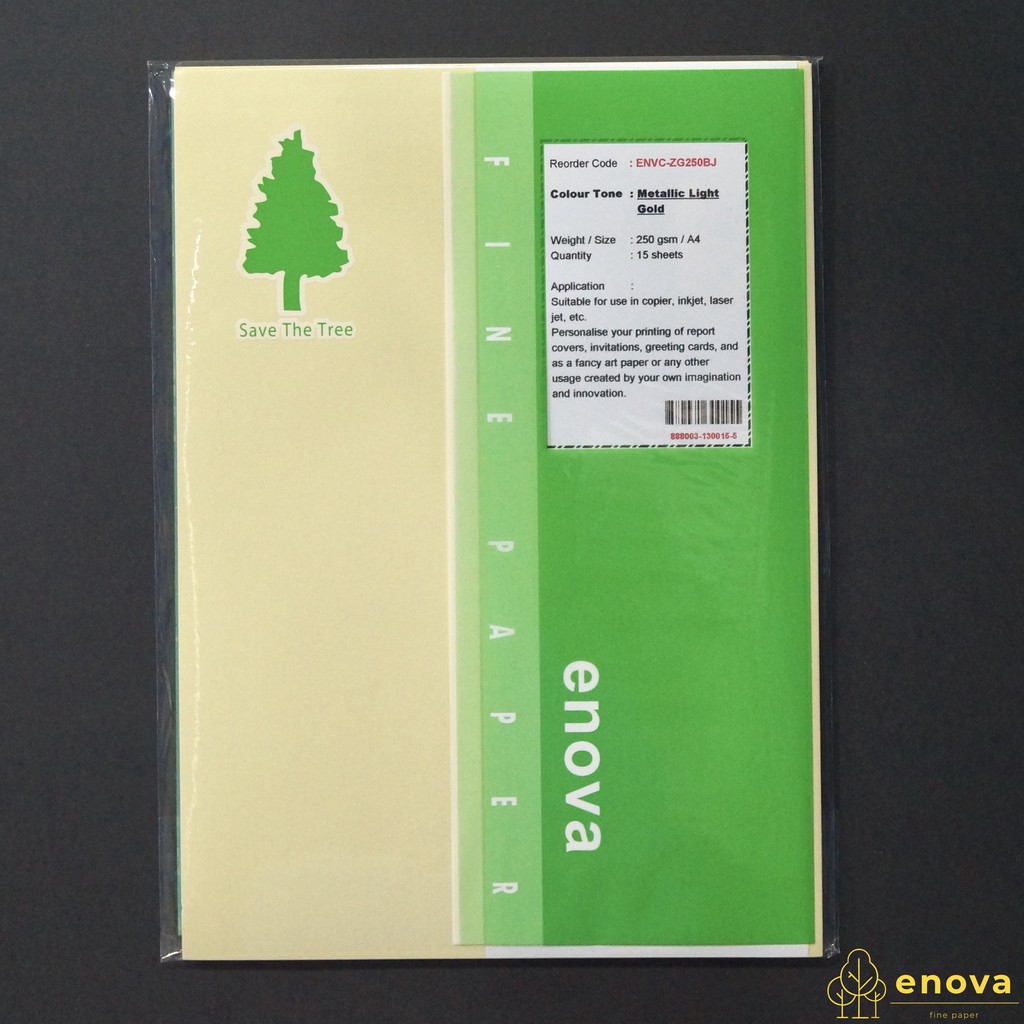 Jual Fancy Art Paper ENOVA Metallic Light Gold A4 250GSM (Metalik