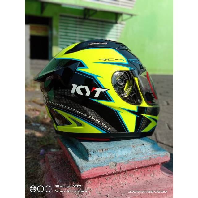 Jual HELM KYT RCSEVEN/KYT RC7 SERI 16 YELOW BLUE PULL KARDUS 2KG ...
