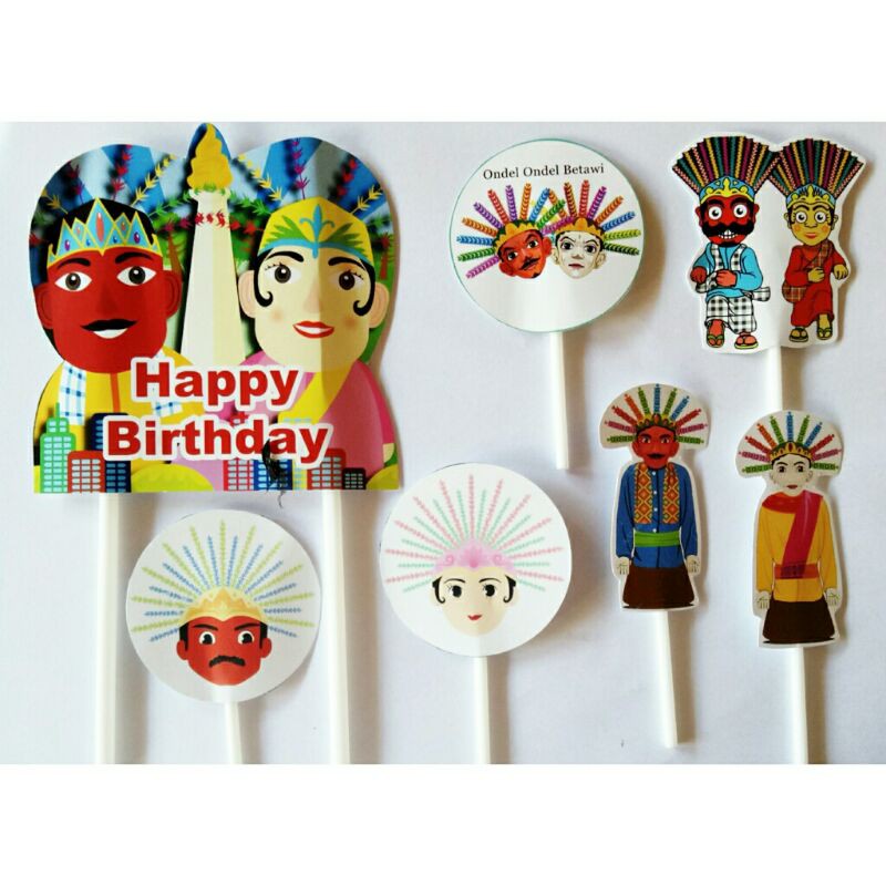 Jual satu set topper toper cake hiasan kue ulang tahun karakter ondel