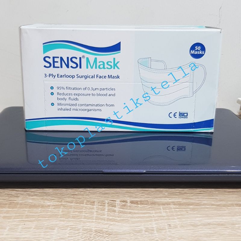 Jual MASKER SENSI HIJAU/MASKER MEDIS SENSI 3 PLY 1 BOX ISI 50 PCS ...
