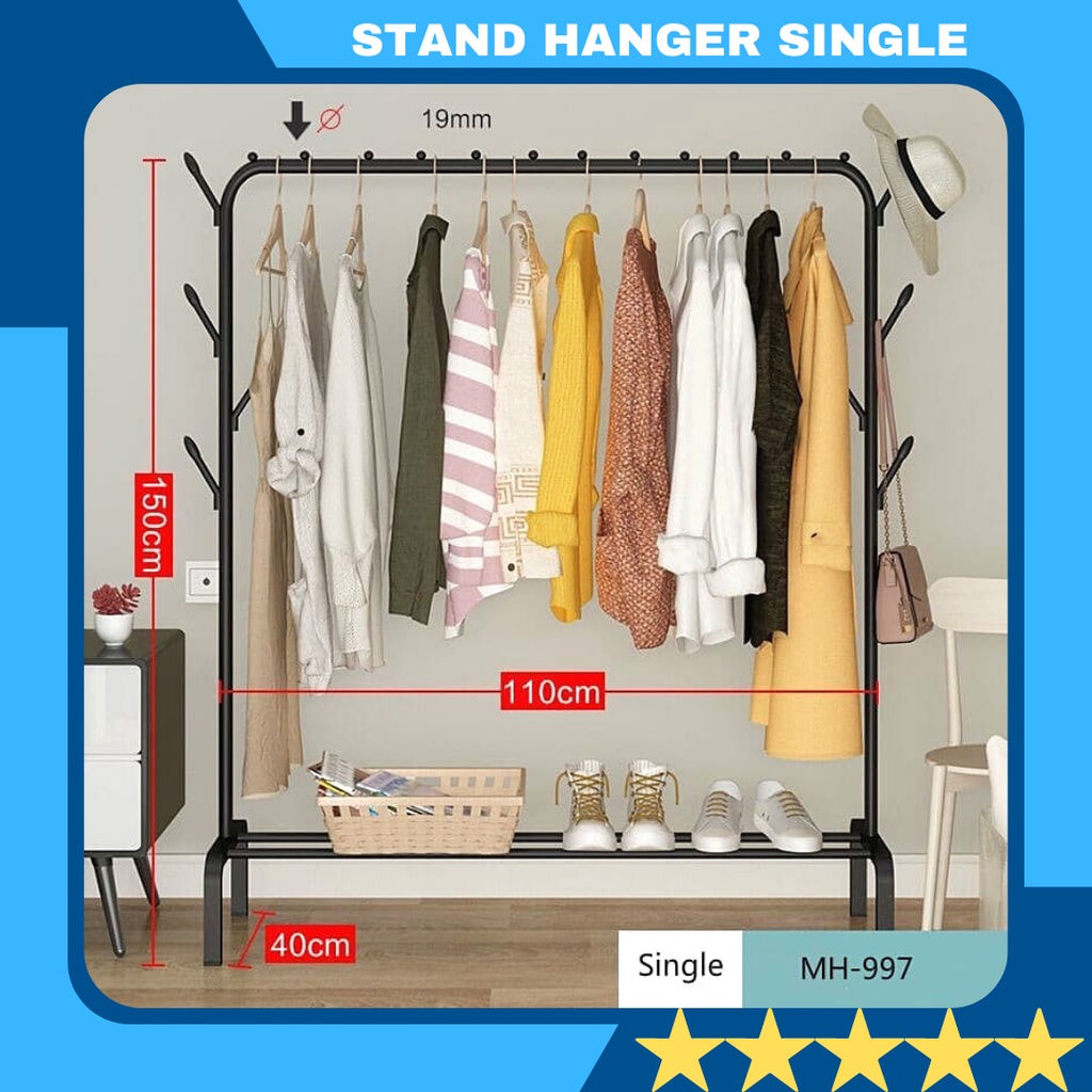 Jual Stand Hanger Gantungan Rak Pakaian Baju Gantung Single Besi