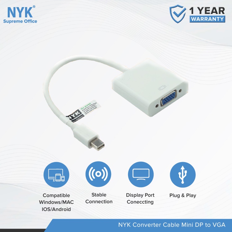 NYK Converter Cable Mini DP to VGA COD