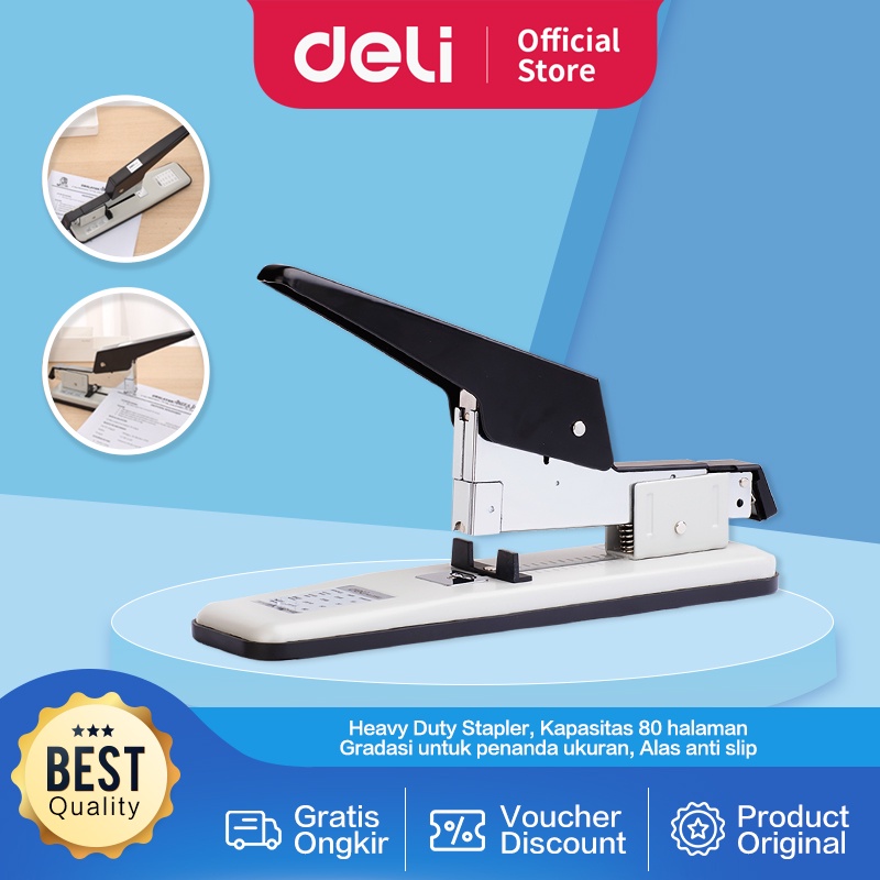 Jual Deli Heavy Duty Stapler / Stapler Besar Kapasitas 80 Halaman Bahan ...