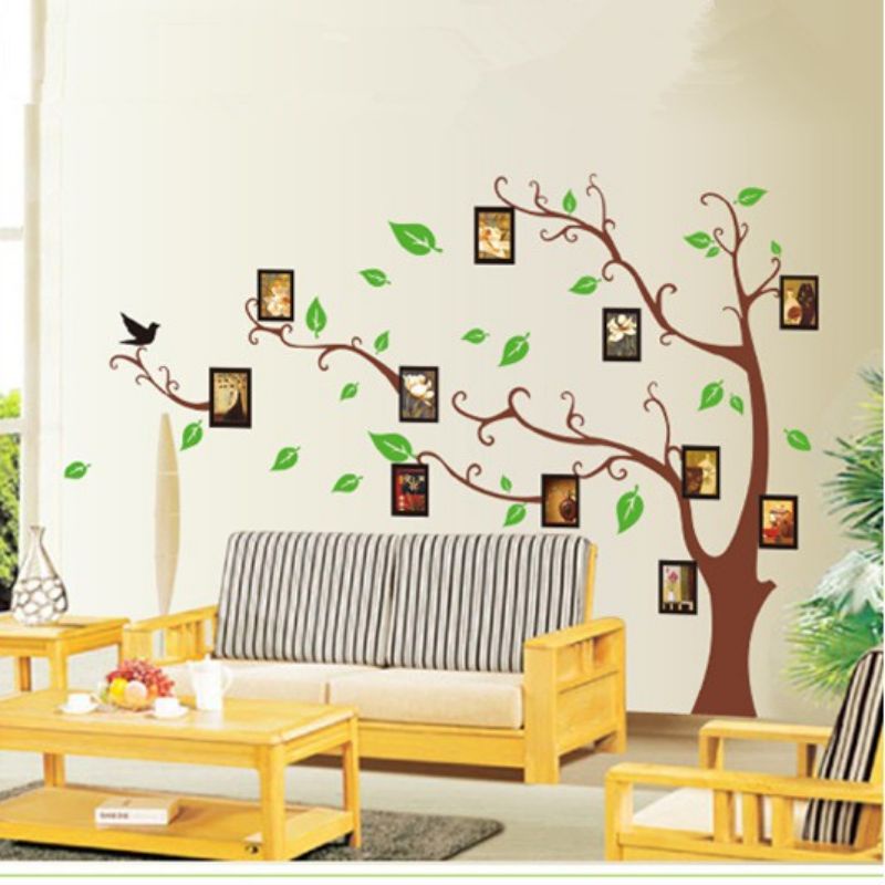 Jual wall sticker stiker pohon hijau tree bingkai foto frame hiasan ...