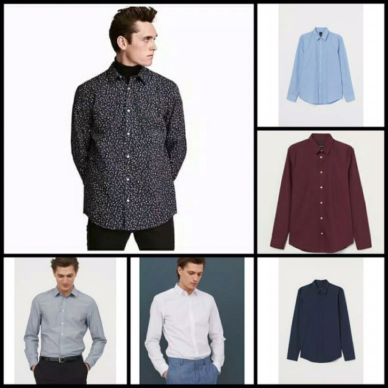 Jual H&M EasyIron Shirt Slim Fit KEMEJA PRIA BRANDED (HM34) Shopee