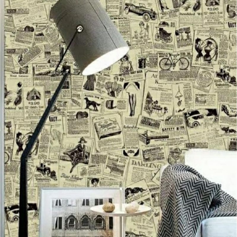 Jual wallpaper sticker dinding murah motif koran jadul | Shopee Indonesia