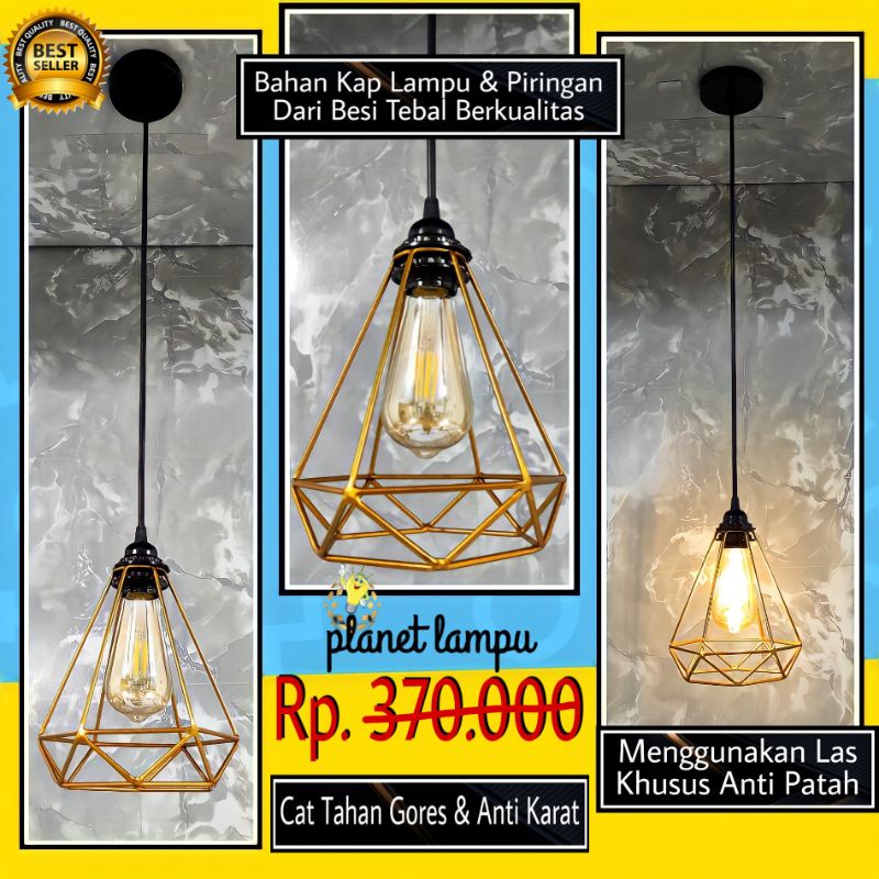 Jual LAMPU GANTUNG VINTAGE DIAMOND RETRO MINIMALIS KAP LAMPU GANTUNG ...