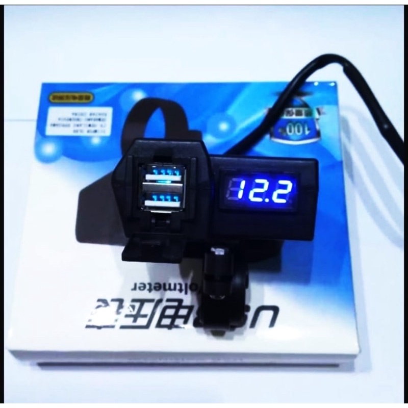 Jual Usb Charger Hp Plus Voltmeter Digital Stang Motor Volmeter Dua Usb Charger Hp Motor