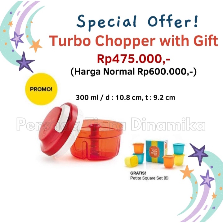 Jual TUPPERWARE TURBO CHOPPER PENCACAH BUMBU GRATIS PETITE SQUARE SET