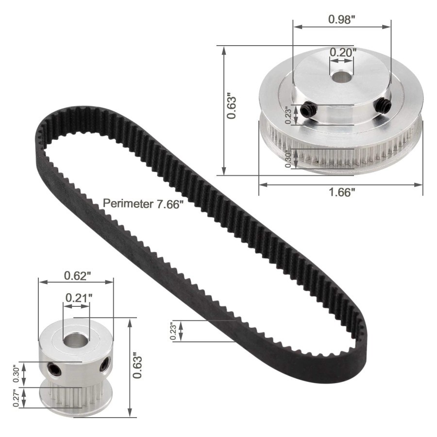 Jual CONVEYOR - 2 Sets GT2 Synchronous Wheel 20&60 Teeth 5mm Bore ...