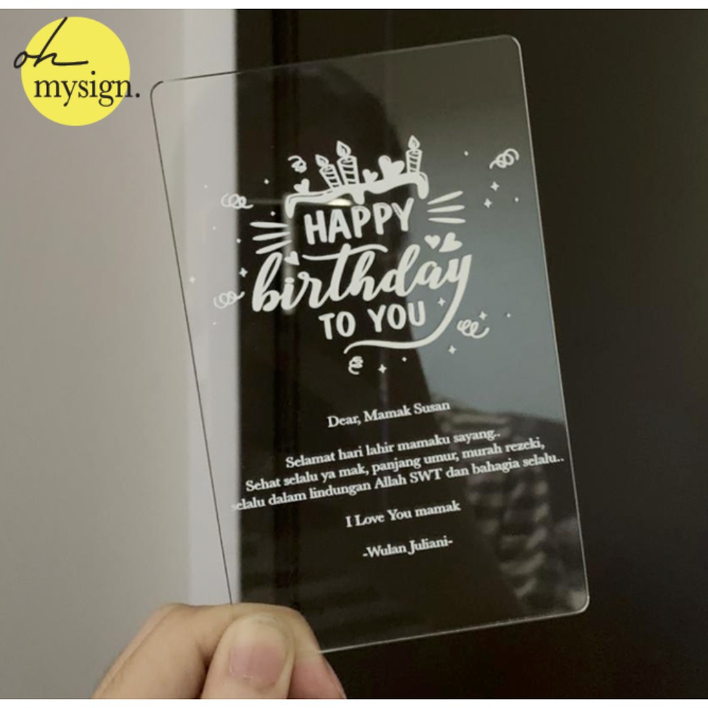 Jual Custom Kartu Ucapan Birthday Akrilik / Greetings Card / Kartu ...