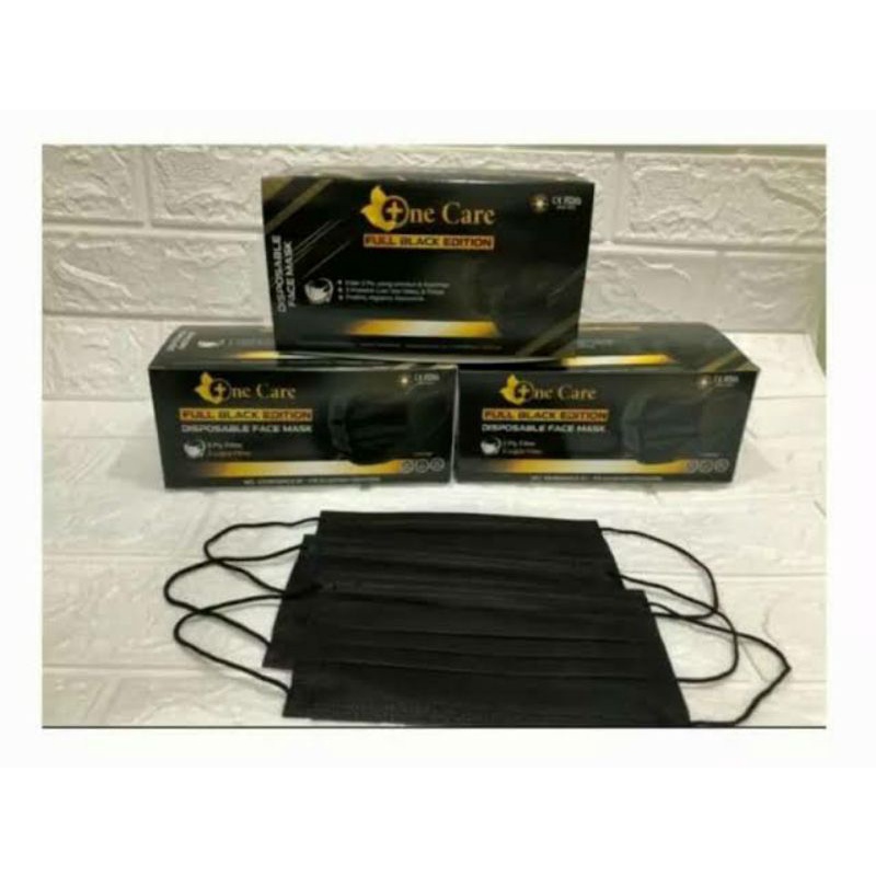 Jual masker OneCare warna hitam dan biru 3ply | Shopee Indonesia