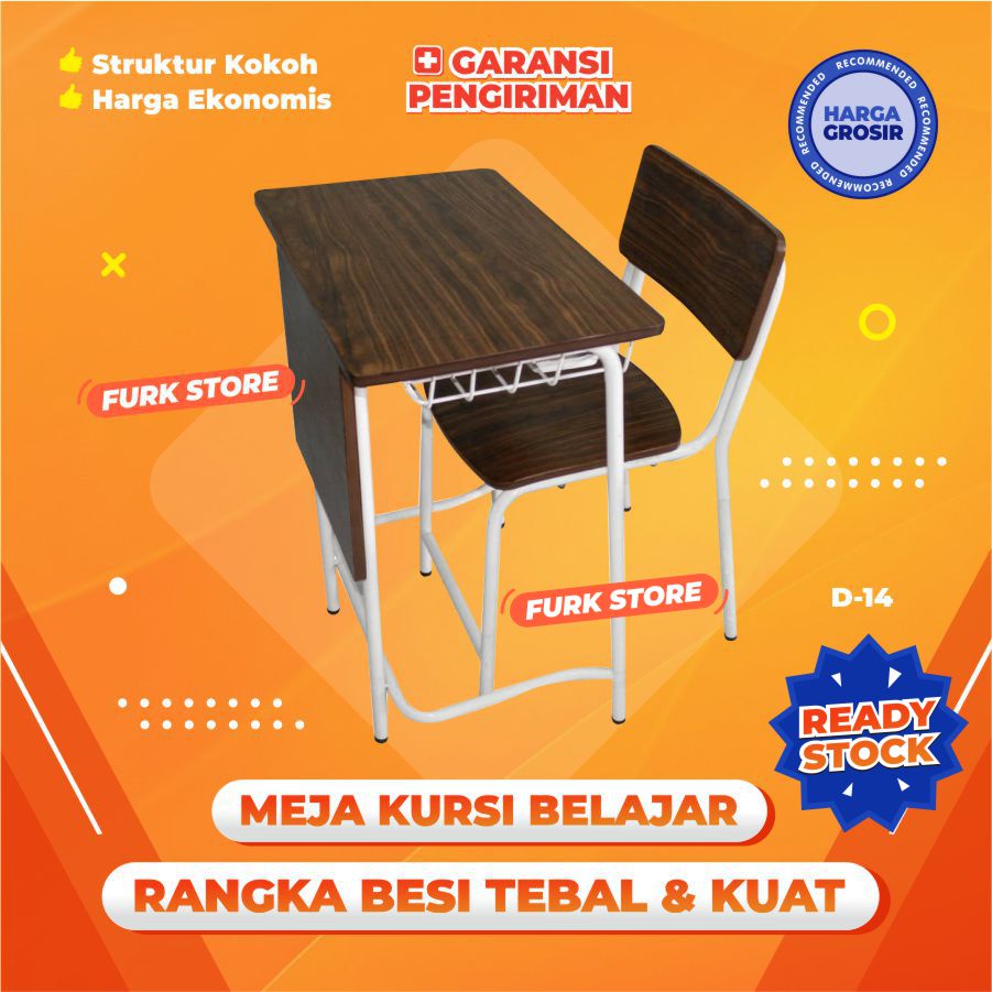 Jual D14 Meja Kursi Belajar Sekolah Set Bangku Siswa Rangka Besi