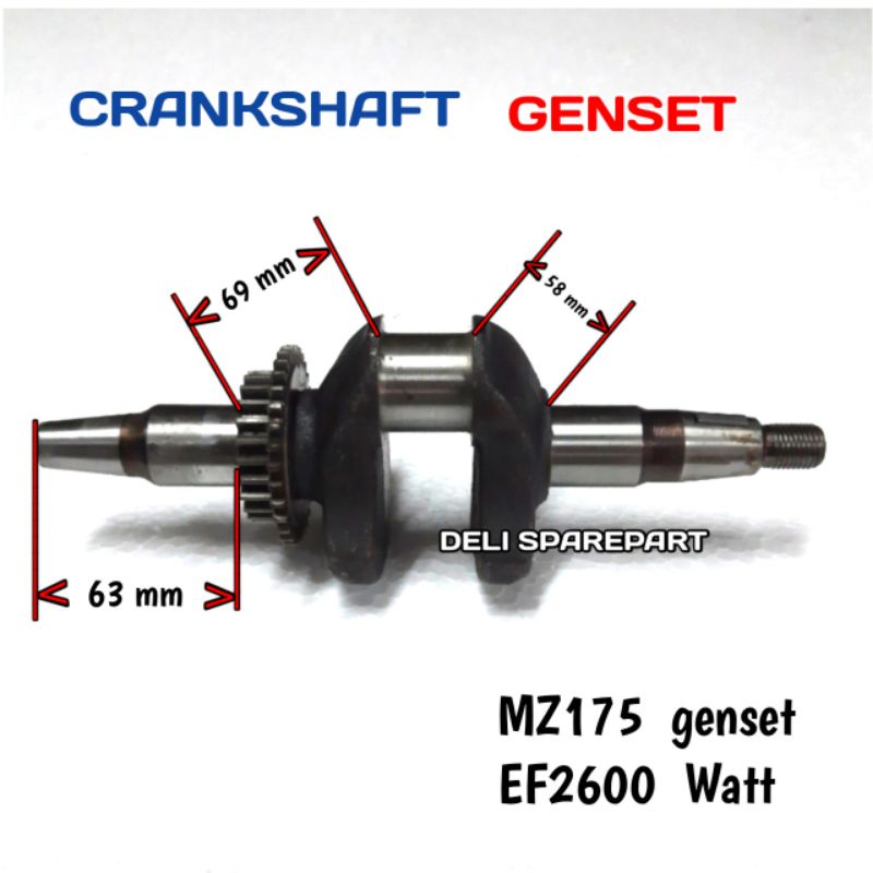 Jual Ef2600 crankshaft kruk as kro as Mz175 mesin genset Yamaha mz175 ...