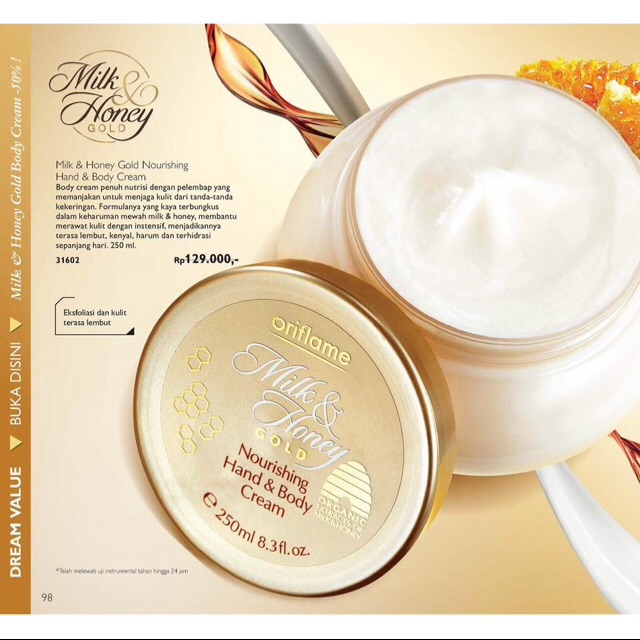 Jual Hand & Body Cream Milk & Honey Gold Nourishing ORIFLAME Shopee