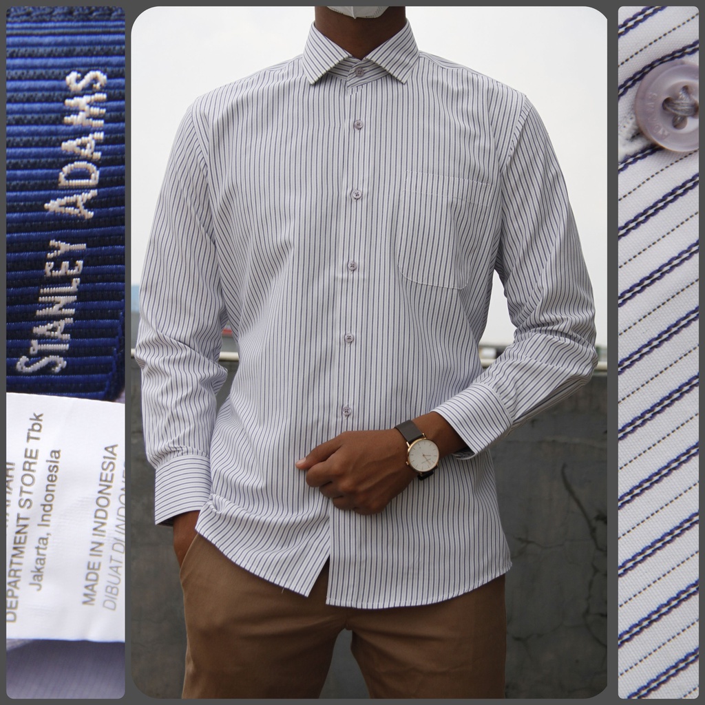 Stanley Adams Kemeja Texture Lengan panjang Micro Check main image 1