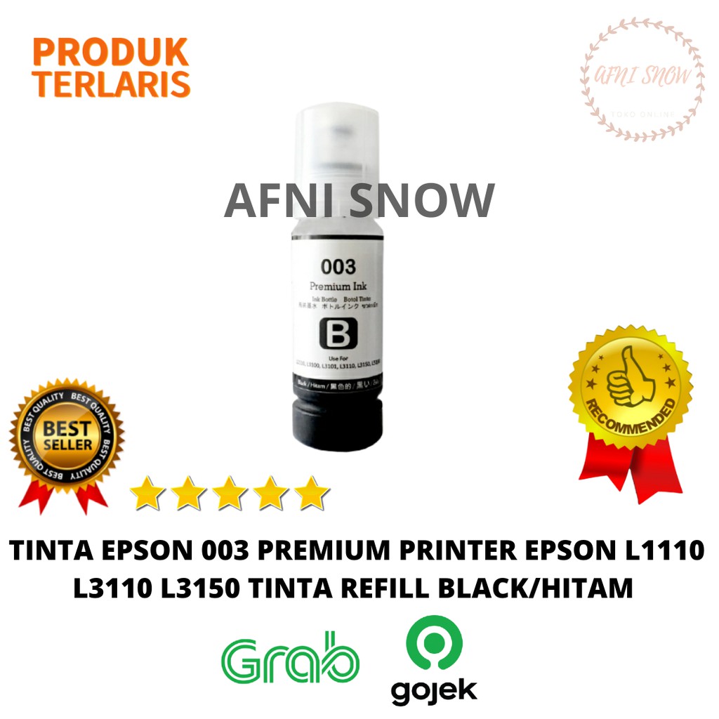 Jual Tinta 003 Premium Refill Printer Epson L1110 L3110 L3150 L4150 L6190 Black Hitam 1370