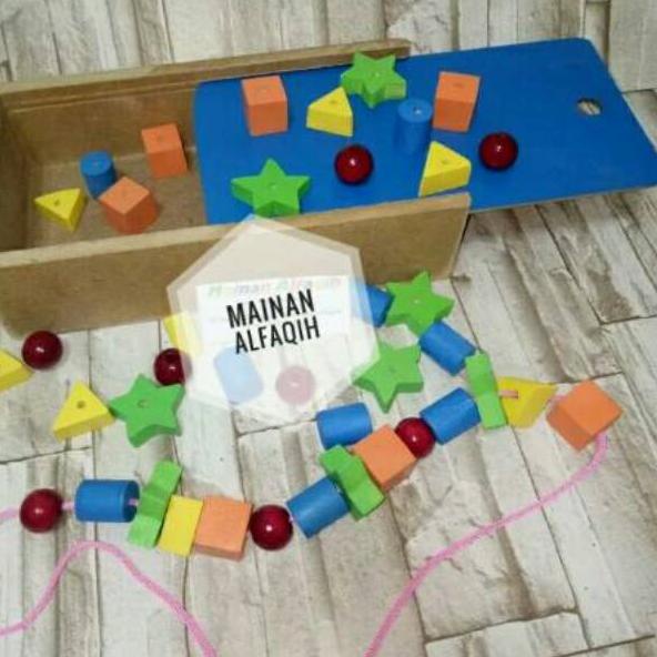 Jual BRL.26Au22в • Mainan Edukasi Anak- Meronce Geometri Kayu 50 pcs ...