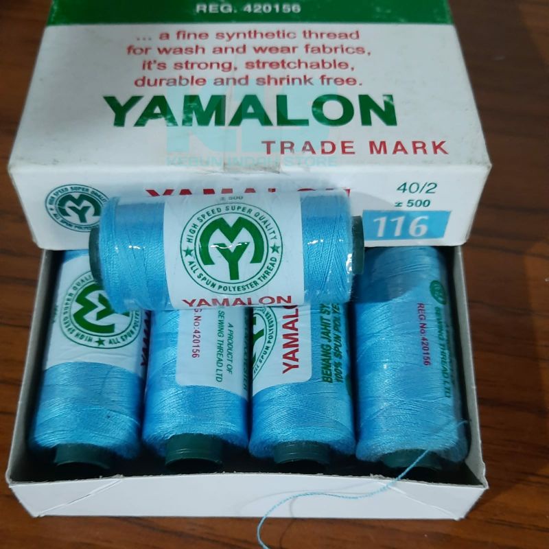 Jual 25 Benang Jahit Yamalon 500yds Biru Lengkap Shopee Indonesia