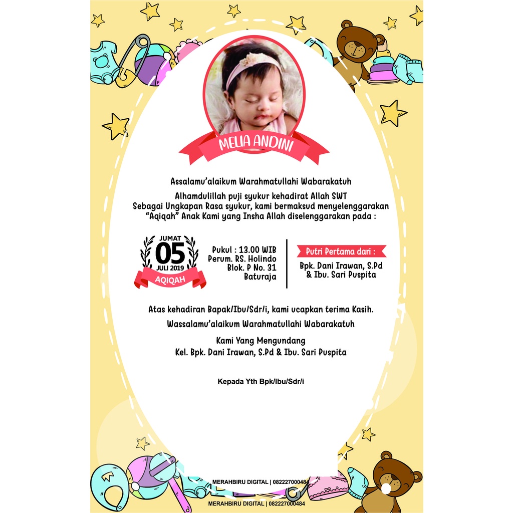 Jual UNDANGAN AQIQAH CETAK CEPAT UNDANGAN ANAK AQIQAH RASULAN