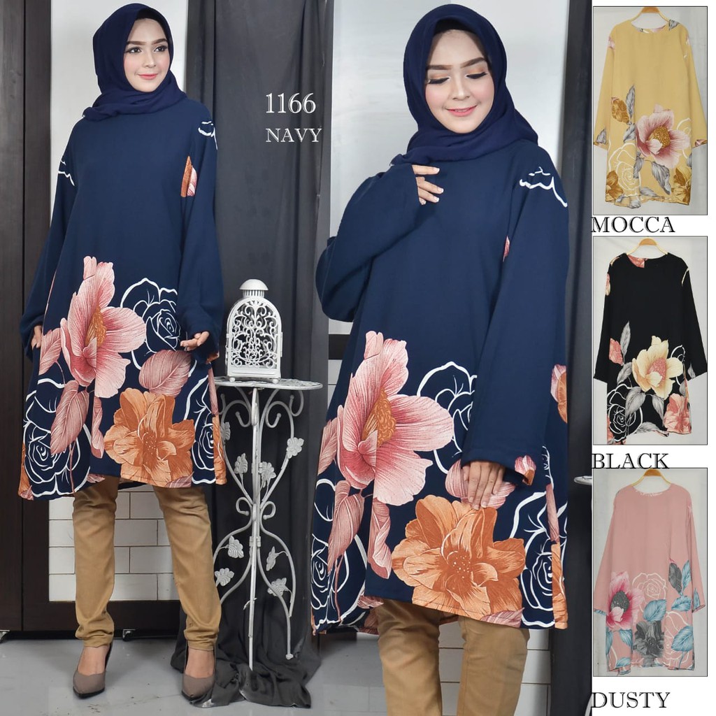 Jual TUNIK JUMBO MOTIF BUNGA KTG 1166 LD 120 ELENA COCONUT IMPORT REAL ...