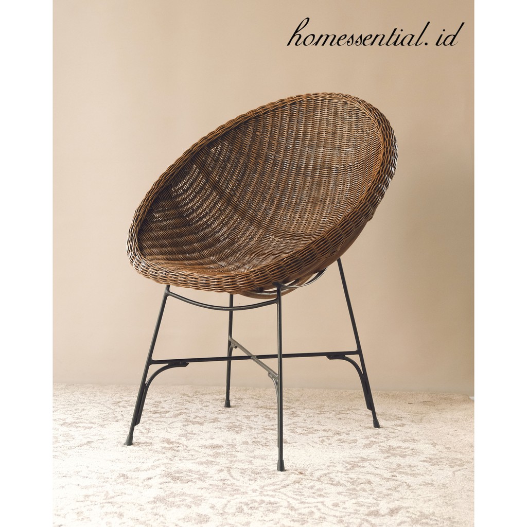 Jual KURSI BULAT ROTAN MINIMALIS (KOMBINASI DENGAN BESI) / RATTAN CHAIR ...