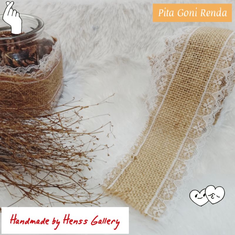 Jual Pita goni renda untuk kotak kado hampers rustik DIY 1mx5cm ...