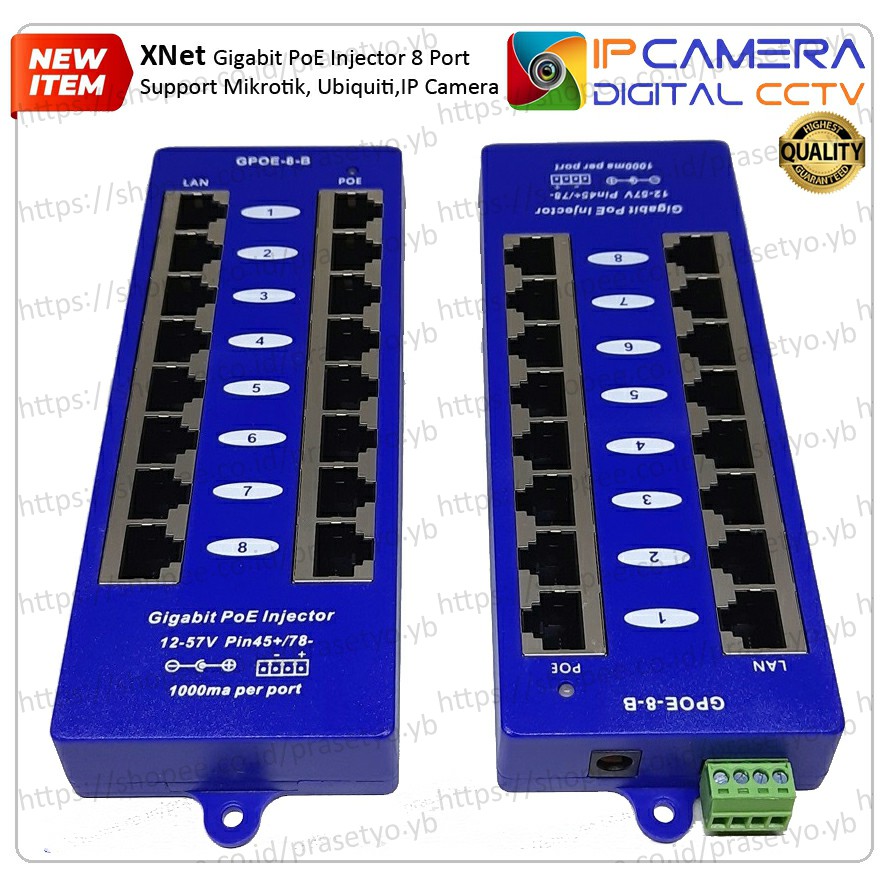 Jual Passive Gigabit PoE Injector 8 Port 100 1000 for Mikrotik UBNT ...