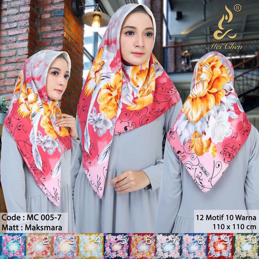 Jual Jilbab Segiempat Segi Empat Maxmara Satin Pesta Motif Square Ori