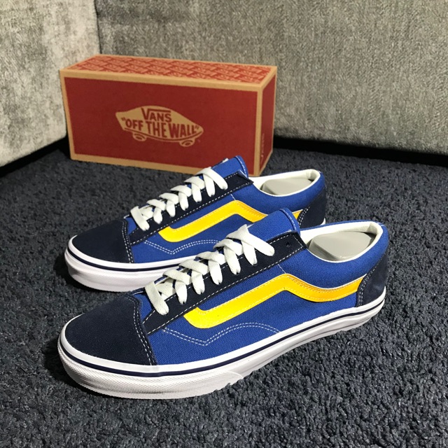 Vans old skool blue on sale yellow