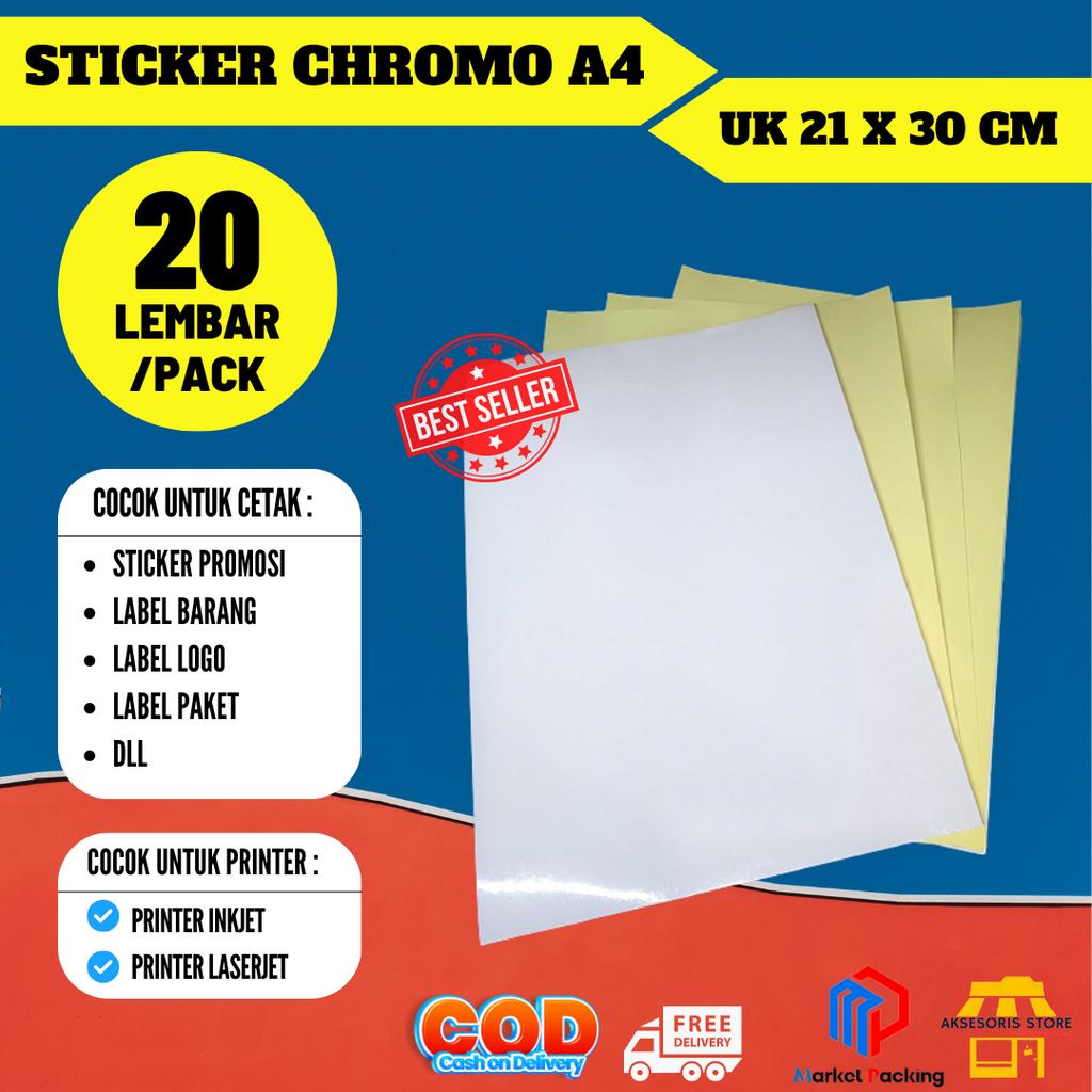 Jual STICKER CHROMO A4 ISI 50 LEMBAR / KERTAS STIKER GLOSSY A4 | Shopee ...