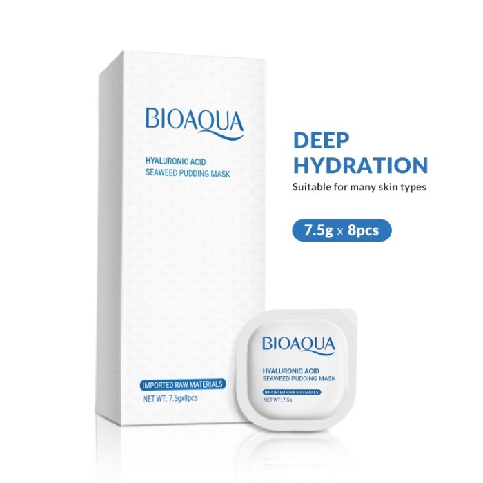 Jual Bioaqua Hyaluronic Acid Seaweed Pudding Mask 7.5G X 8PCS / 1 BOX ...