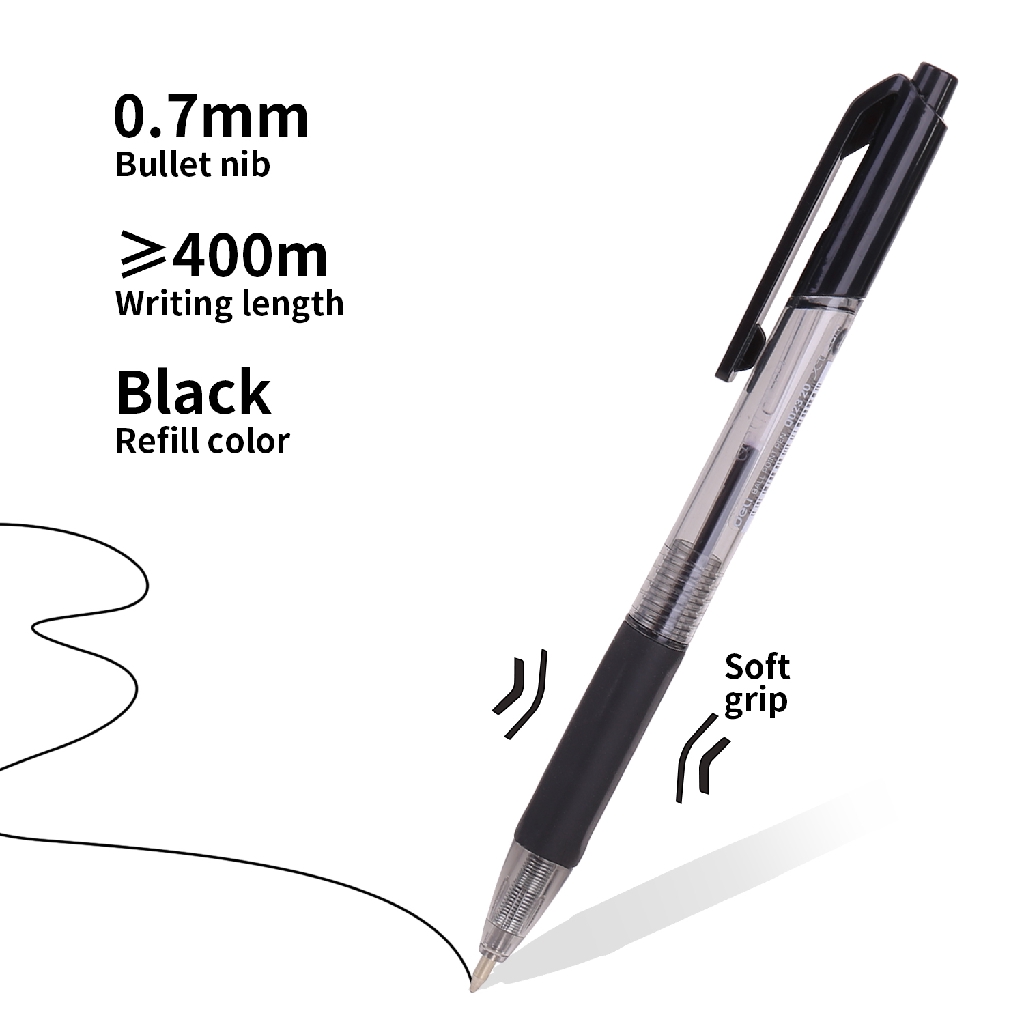 Deli Pulpen Ball pen Cetek halus - Warna Hitam 0.7mm EQ02320 (2)