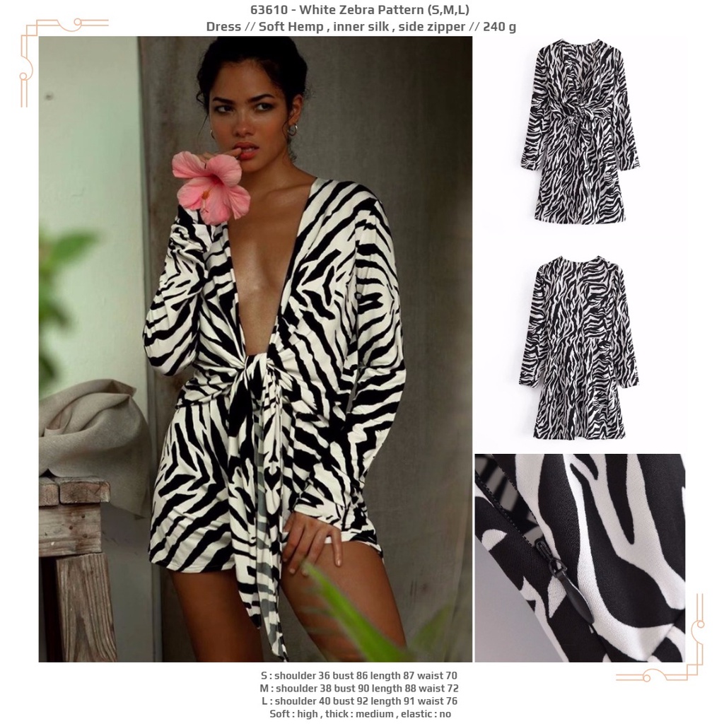 Jual White Zebra Pattern Dress 63610 (Special Price) | Shopee Indonesia
