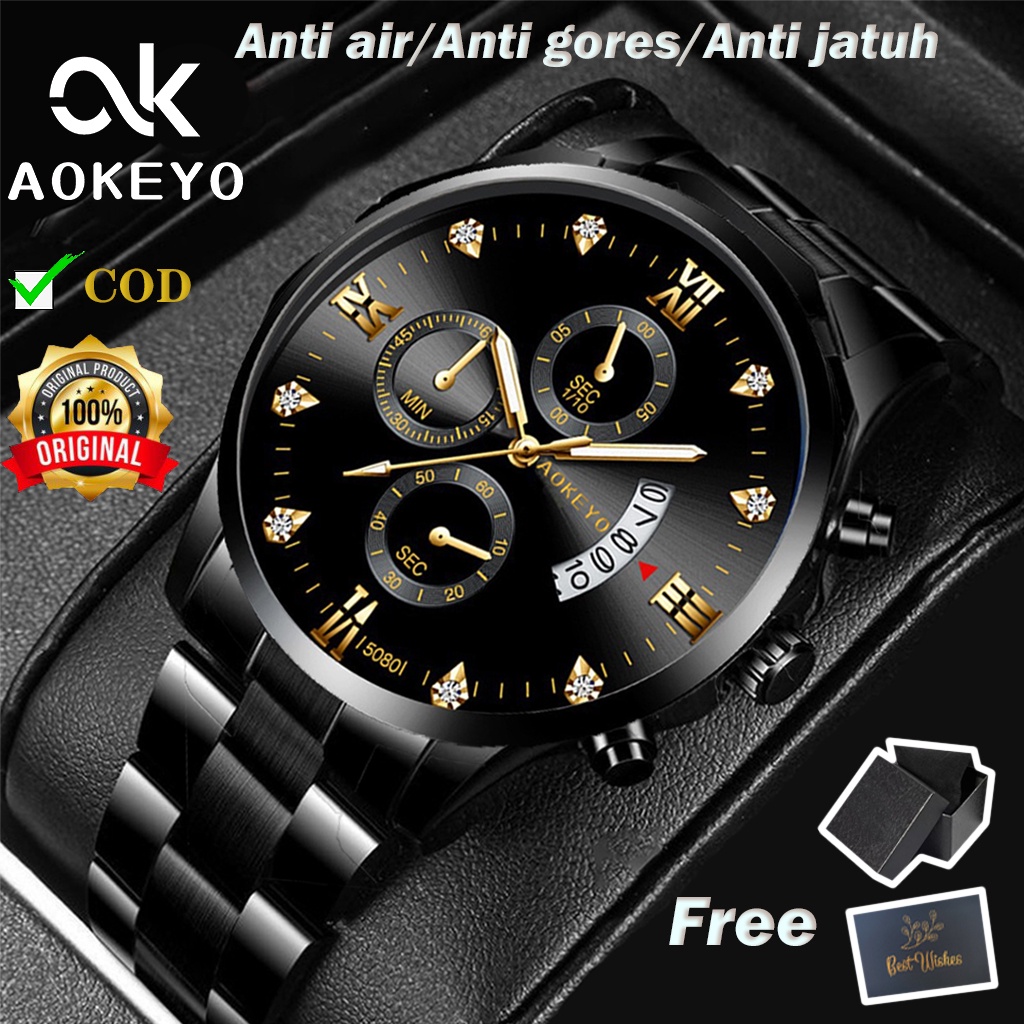 Jual Aokeyo Jam Tangan Pria Anti Air Original Luxury Stainless Steel