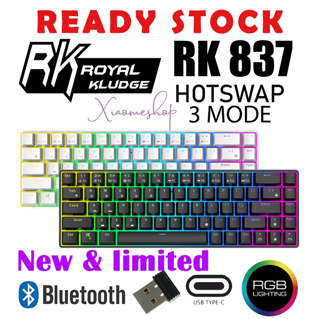 Jual ROYAL KLUDGE RK68 / RK837 RGB MECHANICAL KEYBOARD 3 MODE HOTSWAP ...