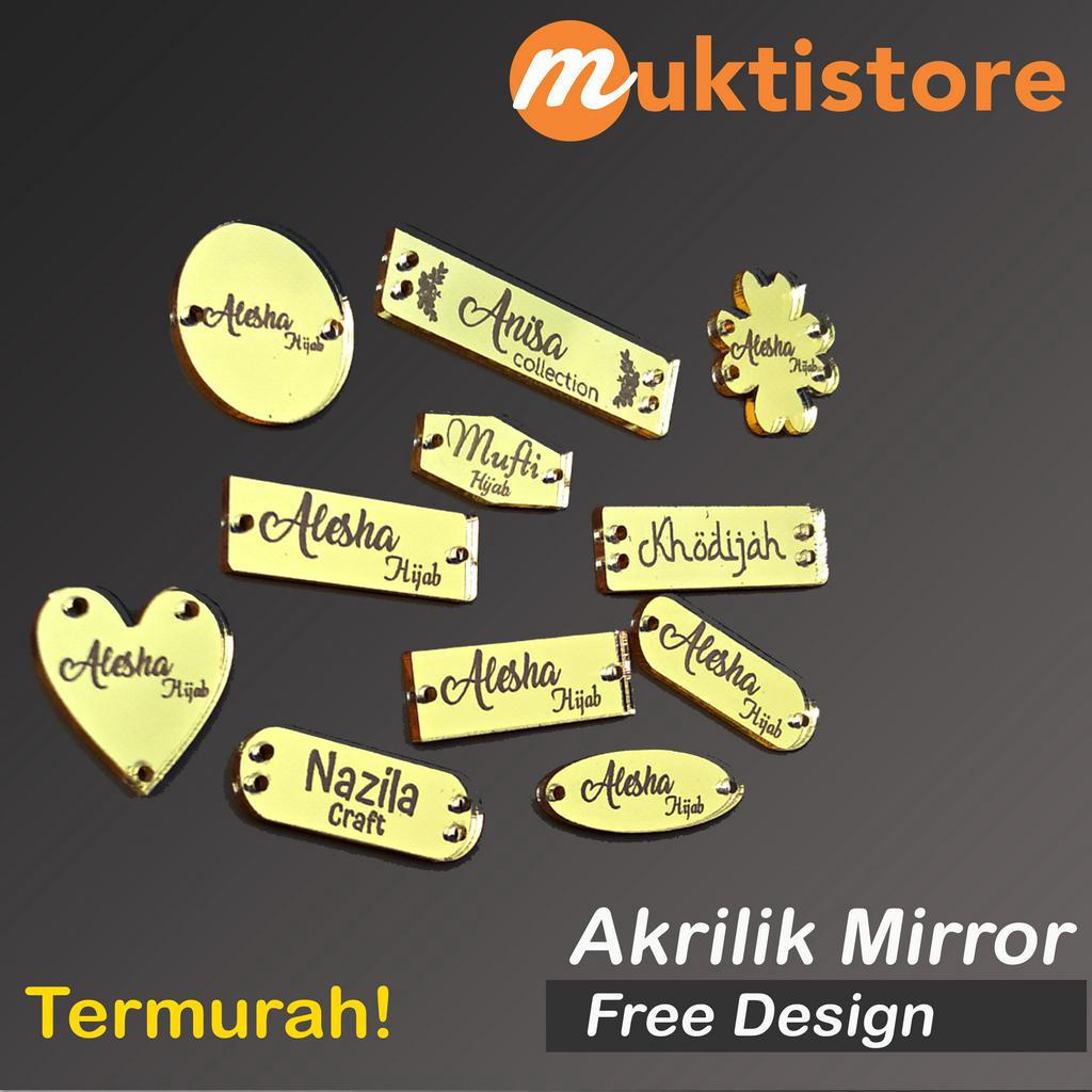 Jual Label Akrilik Gold Label Akrilik Silver Label Hijab Branding