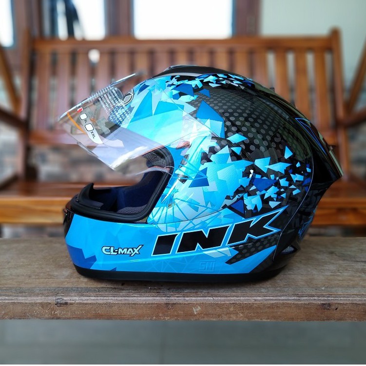 Jual Helm INK CL Max Seri 6 Black Blue Full Face Biru Hitam