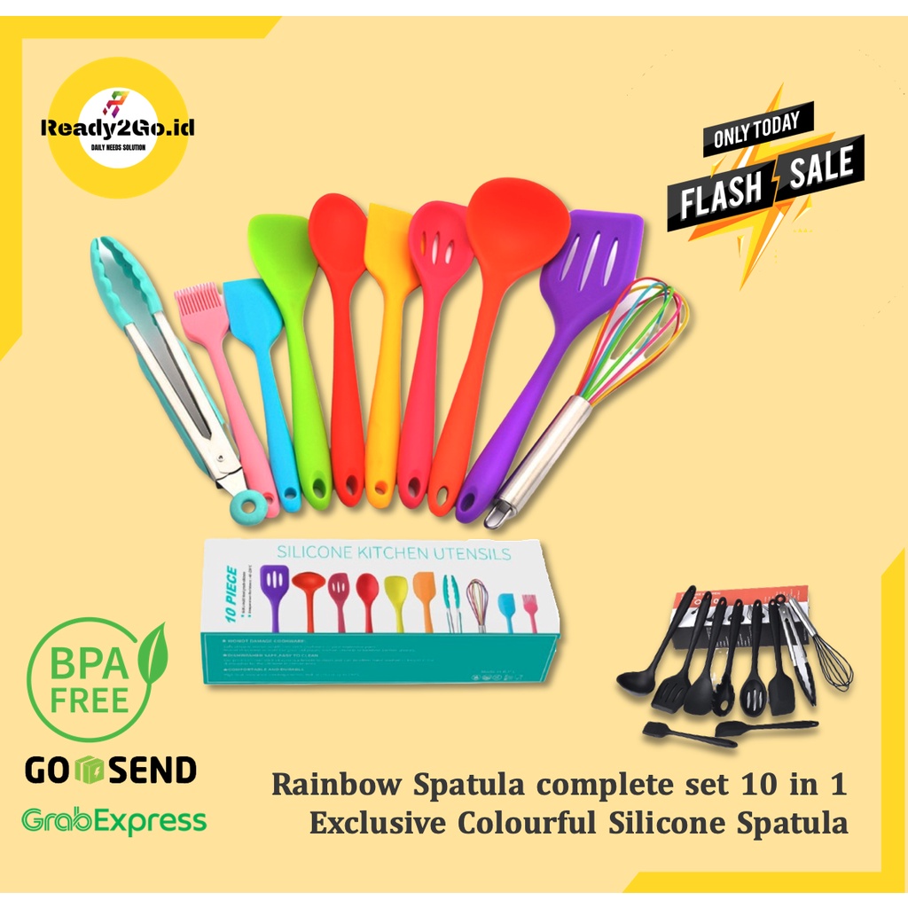Jual Exclusive Silicone spatula complete set 10 in 1 BPA FREE Spatula ...