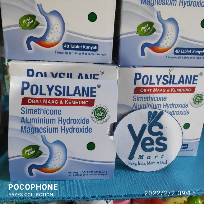 Jual Polysilane obat sakit maag kembung perut pil kunyah 1 strip 8 ...