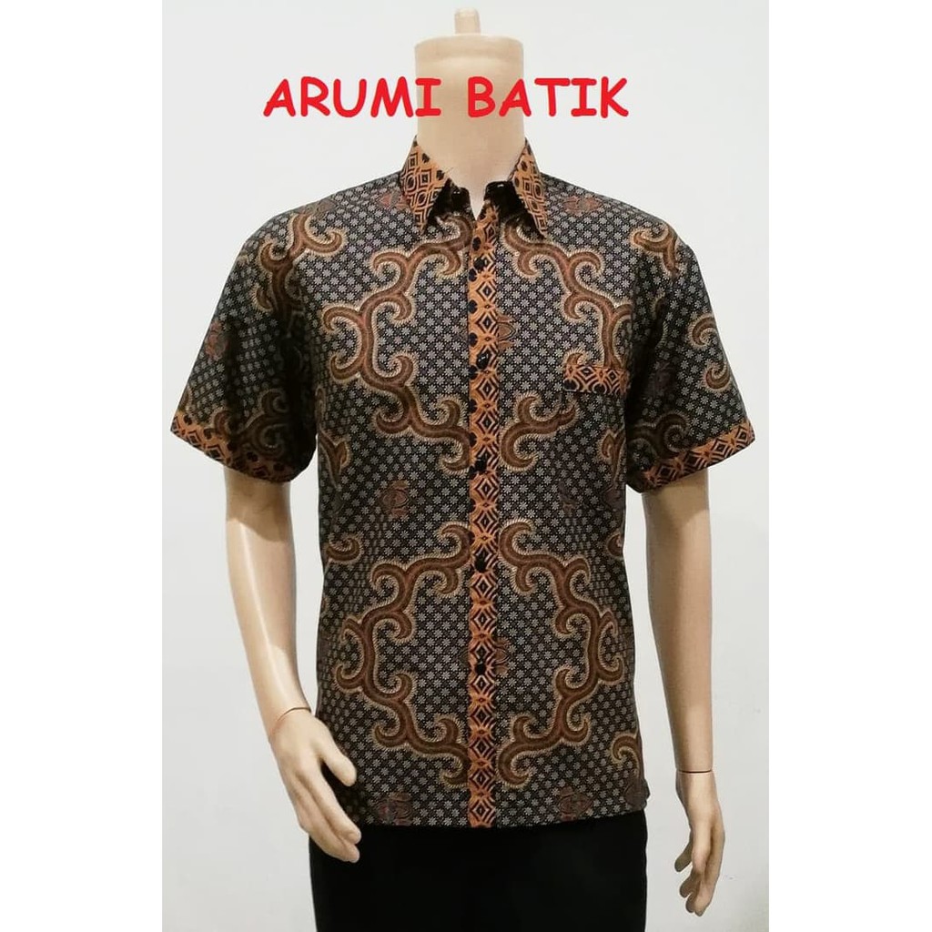 Jual Promo Kemeja Hem Atasan Baju Seragam Pria Batik Murah Coklat Shopee Indonesia